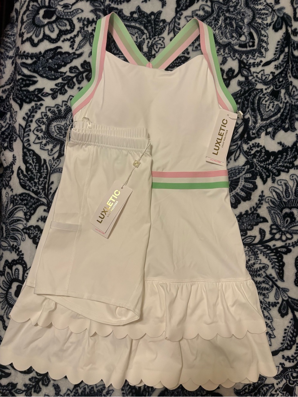 Lilly Pulitzer White Girls' Dress with Pink & Mint Green Trim